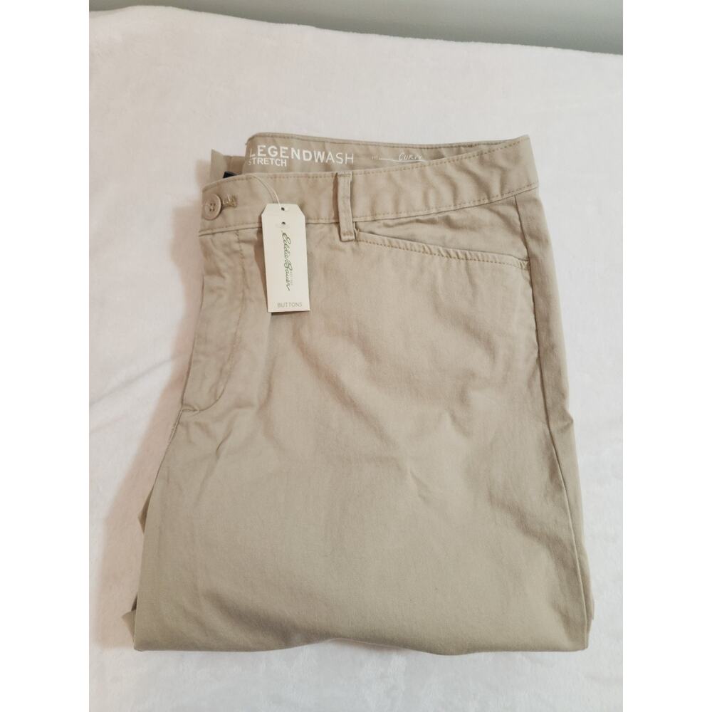 Eddie Bauer NWT Chino Pants Womens 16 37x32 Cotton Legendary Wash Curvy Stretch
